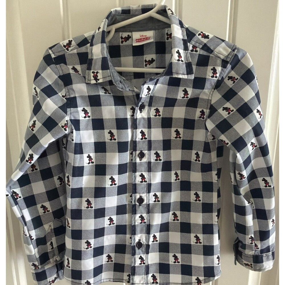 Baby Gap Disney Baby Size 3 Toddler Long Sleeve Button Shirt Mickey Mouse Check